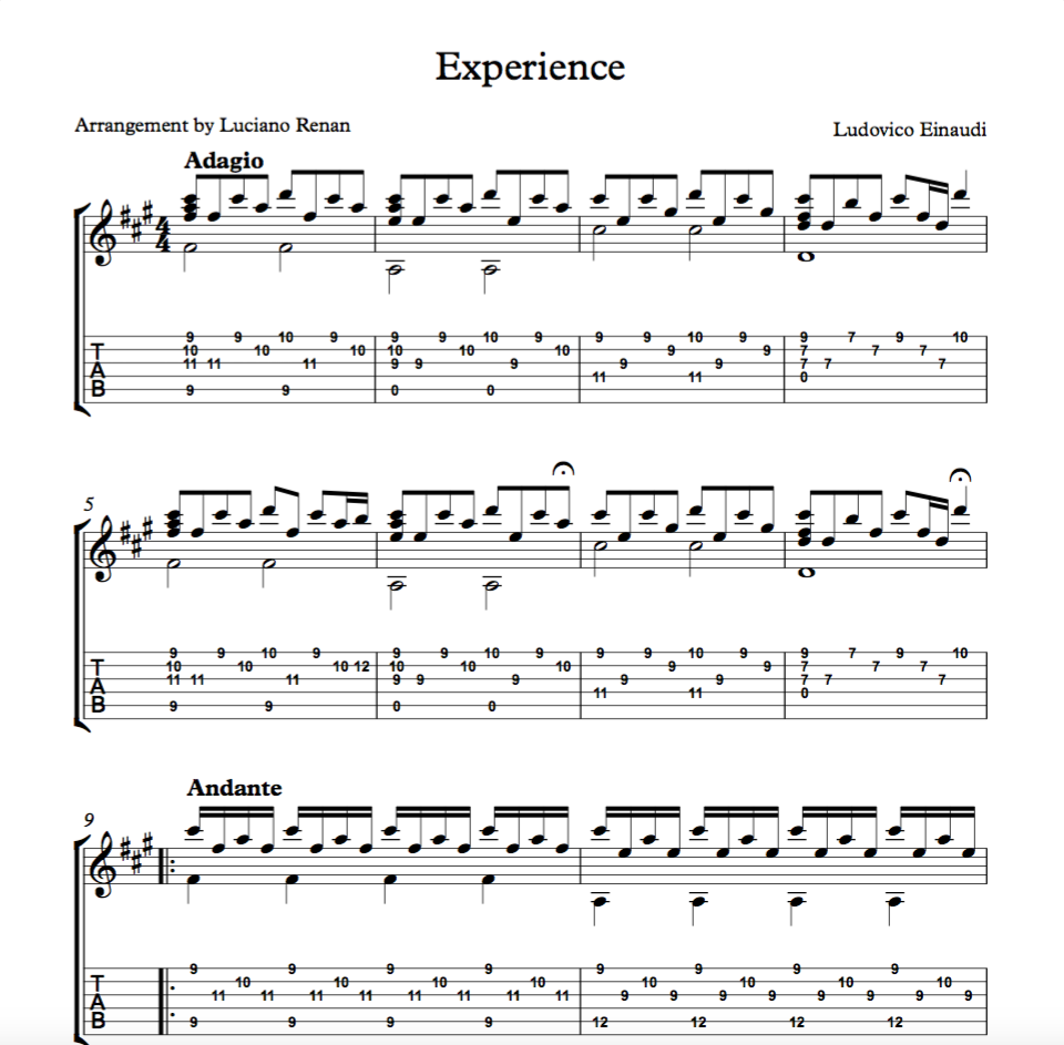Experience ludovico ноты. Ludovico Einaudi experience на гитаре табы. Experience табы для гитары. Ludovico Einaudi experience на гитаре. Experience Ноты.